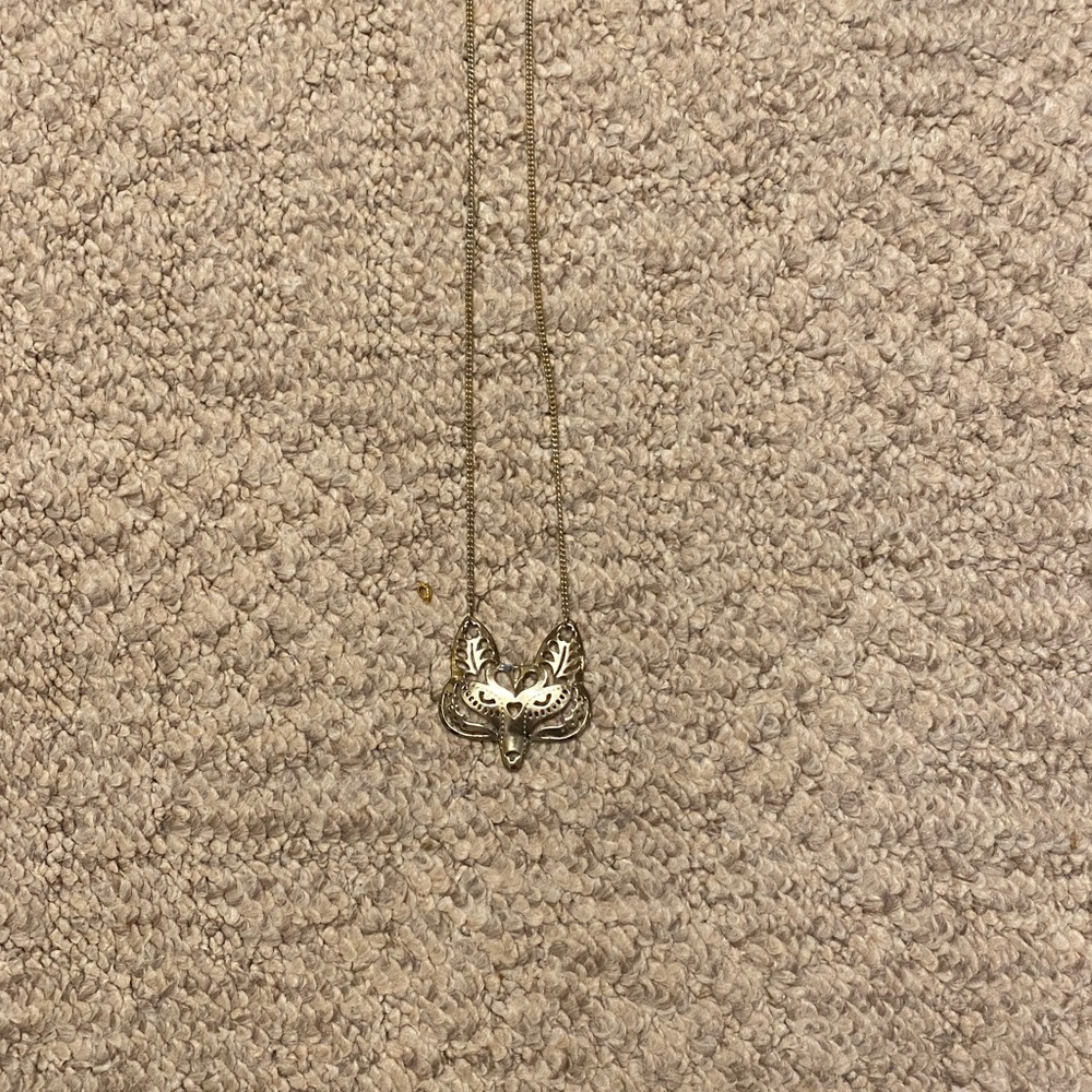 Silver Fox Pendant Necklace 20 inches long
